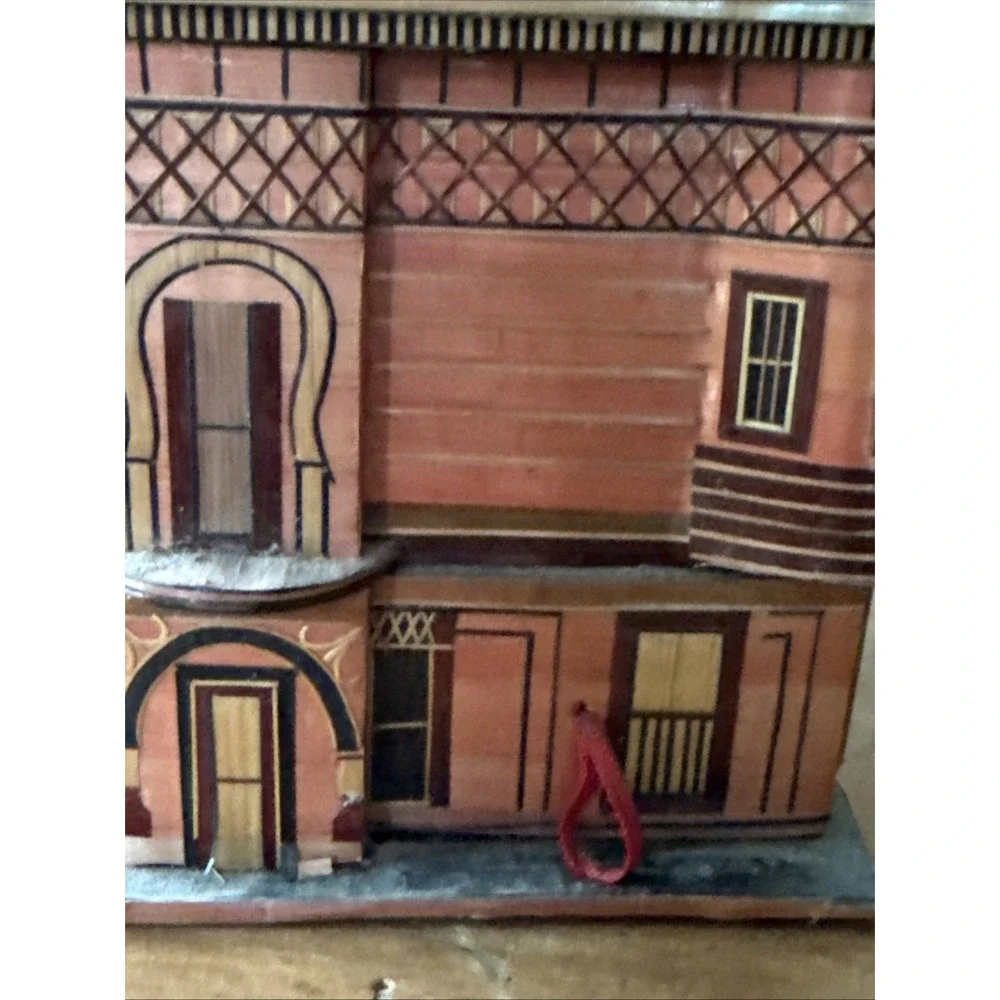 Vintage Chinese Balsa‎ Wood Straw House Trinket Box Philadelphia Meow Reo